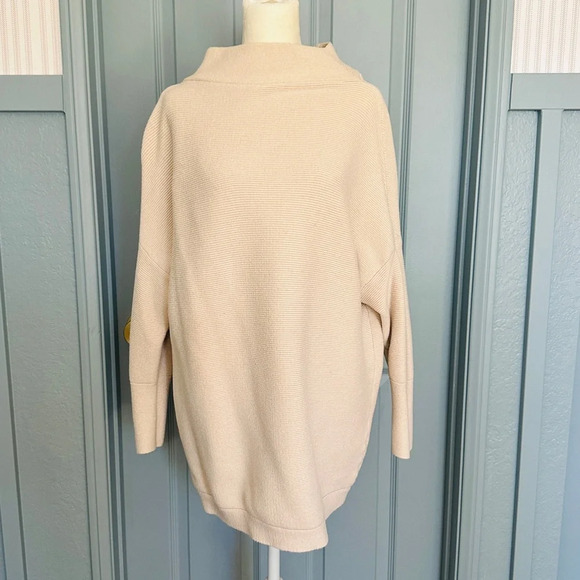 Anrabess Women's Casual Turtleneck Long Sleeve Loose Oversized Sweater Cream L - Picture 2 of 15